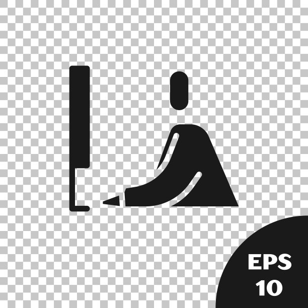 黑人学生工作在笔记本电脑图标隔离透明的背景。工作场所的概念。矢量图图片下载