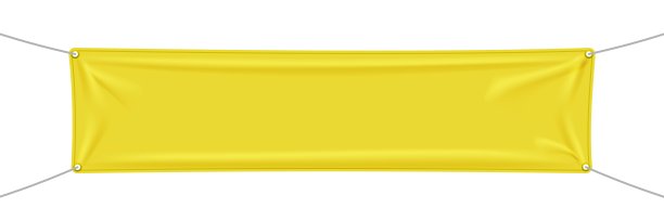 黄色的纺织品横幅与折叠孤立的白色背景图片下载