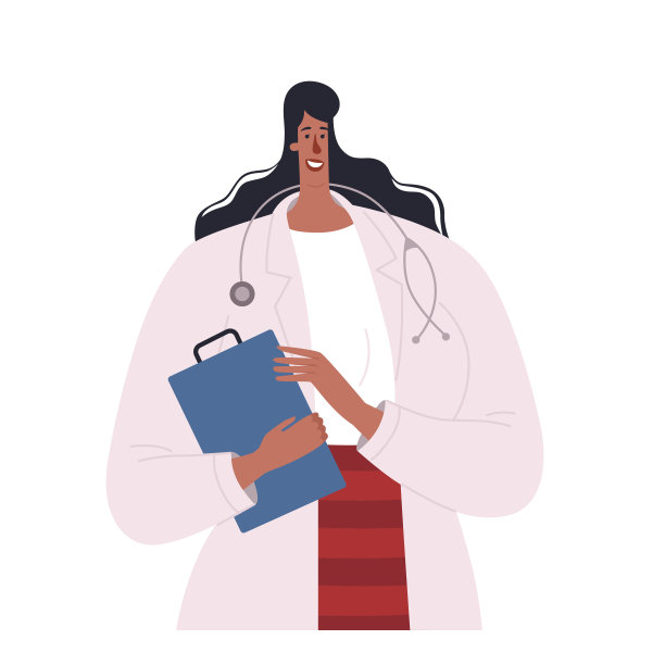 非裔美国女医生。站着，拿着病人卡。图片下载