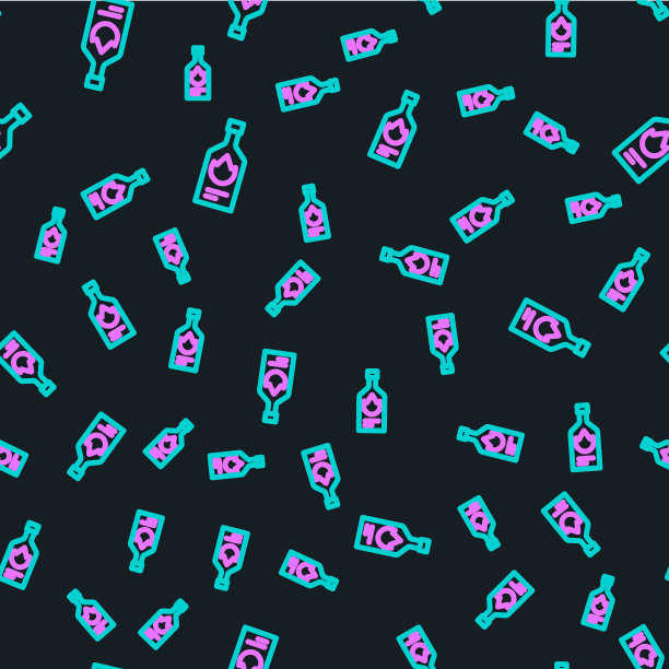 塔巴斯科酱汁图标孤立无缝模式上的黑色背景。辣椒辣椒酱。向量图片下载