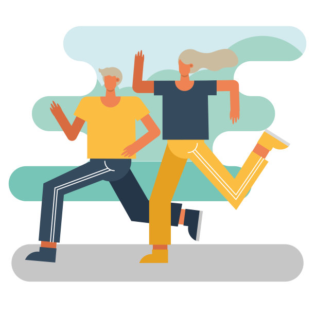 年轻夫妇跑步运动人物图片下载