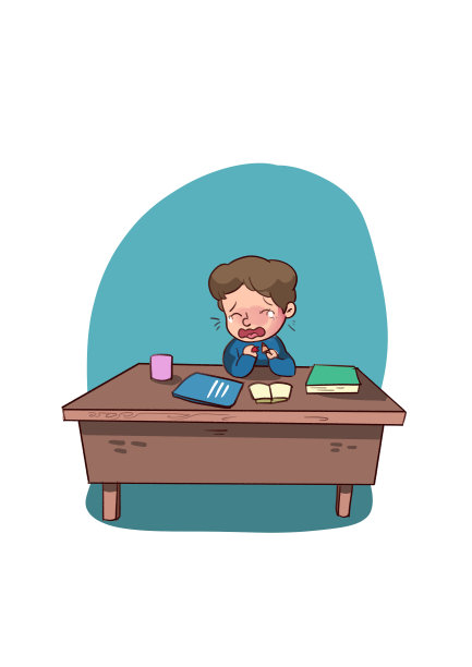 小孩在做作业时哭泣的插图图片下载