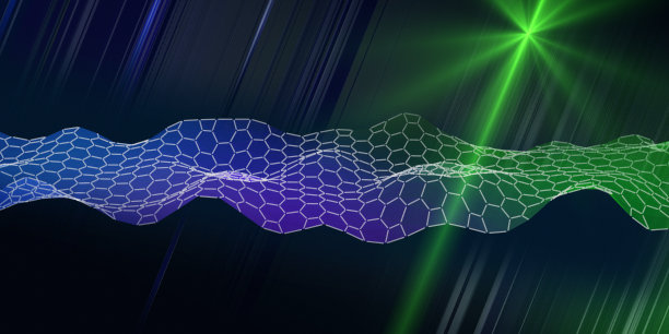 抽象六边形网格技术背景与模糊线条。人工智能。深度学习的算法。虚拟现实。数据科学学习。区块链。图片下载