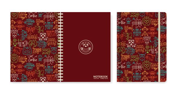 封面设计的笔记本或剪贴簿与神秘的标志图片下载