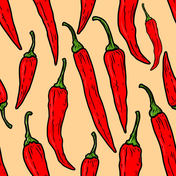 与辣椒无缝模式。设计元素海报，卡片，横幅。矢量图图片下载