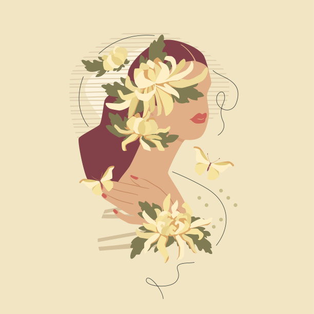 菊花的美丽女人图片下载