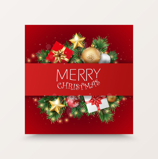 带有彩球和纸屑的圣诞快乐新年banner图片下载