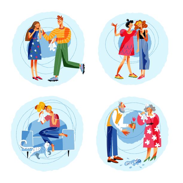 朋友支持和安慰伤心的人。同理心，同情和爱向量插图。女人感到沮丧，悲伤或悲伤，哭泣。安慰、关怀、同情图片下载