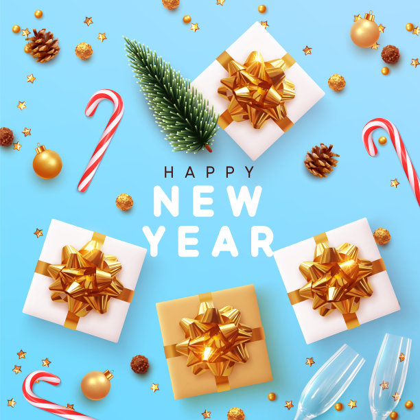 新年快乐现代背景。图片下载