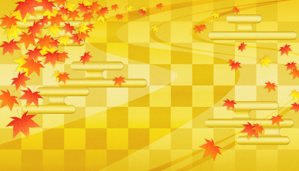 秋叶上日式的金色背景图片下载