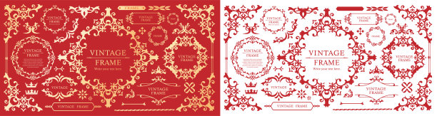 皇家字母组合框架。手绘皇冠徽章，复古涂鸦素描标志和优雅的字母组合。装饰古董精品标牌边框或花卉装饰金标志。孤立向量符号集图片下载