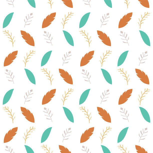 简单部落叶无缝图案。放荡不羁的羽毛叶。手绘纹理。Botny自然模板。图片下载