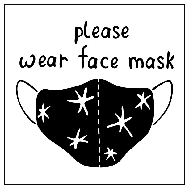 请佩戴医用口罩- vector冬季海报，简单的插图和字母，以扁平的风格。减少圣诞节期间感染Covid-19冠状病毒风险的措施图片下载