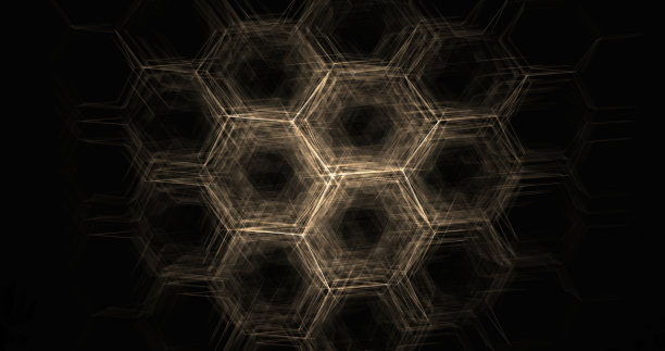 神秘的六角形背景设计与蓝色的光。图片下载