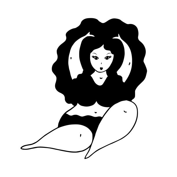 坐着的黑发女人。矢量插图。图片下载