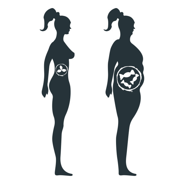 健康和不健康的生活方式，甜食，巧克力糖果和适当的营养标签孤立在白色，平面矢量插图。图片下载