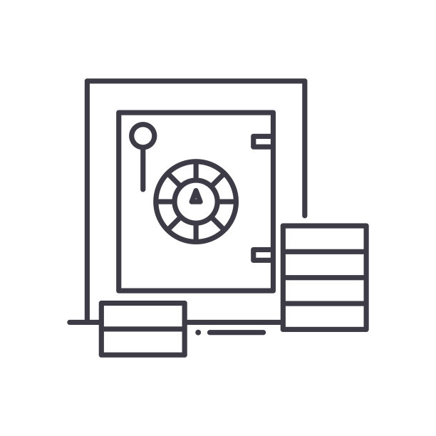 保险箱存款图标，线性孤立的插图，细线矢量，网页设计标志，轮廓概念符号与可编辑的白色背景上的描边。图片下载