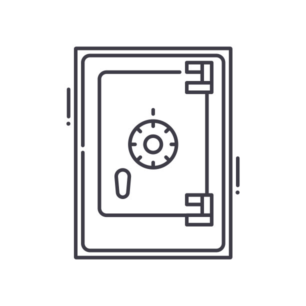 保险箱存款概念图标，线性隔离插图，细线矢量，网页设计标志，轮廓概念符号与可编辑笔画在白色背景。图片下载