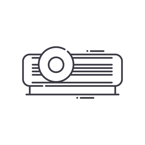 投影设备图标，线性孤立的插图，细线矢量，网页设计标志，轮廓概念符号与可编辑的笔触在白色背景。图片下载