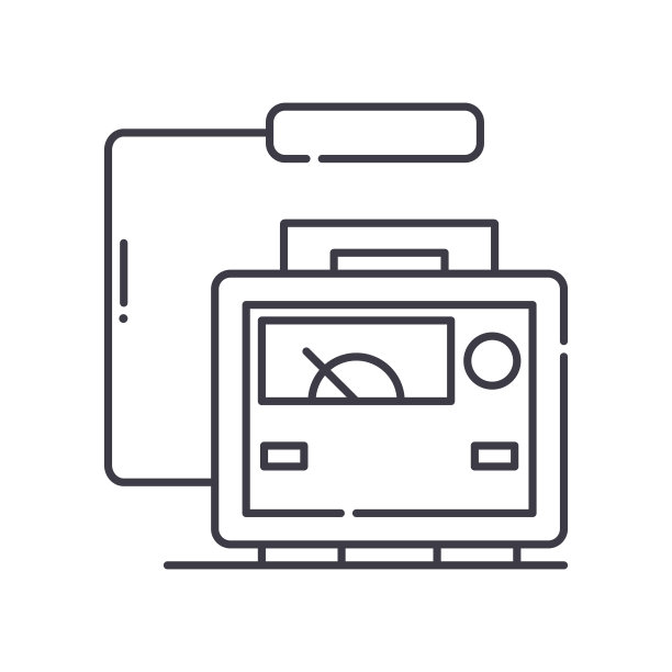 辐射扫描仪图标，线性孤立的插图，细线矢量，网页设计标志，轮廓概念符号与可编辑的笔画在白色的背景。图片下载