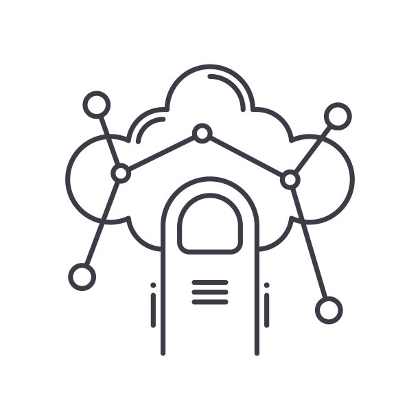 云网络创意图标，线性孤立的插图，细线矢量，网页设计标志，轮廓概念符号与可编辑的笔画在白色的背景。图片下载