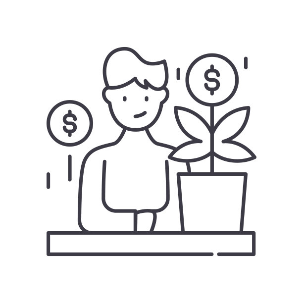 补偿管理图标，线性隔离插图，细线矢量，网页设计标志，轮廓概念符号与可编辑笔画在白色背景。图片下载