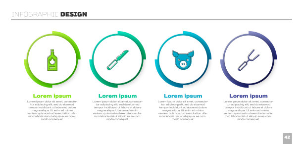 设置塔巴斯科沙司，面包刀，猪和烧烤叉。业务信息模板。向量图片下载
