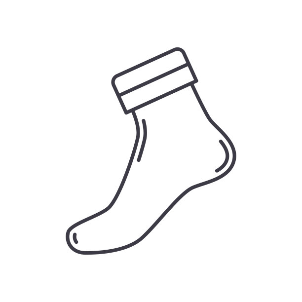 袜子图标，线性隔离插图，细线矢量，网页设计标志，轮廓概念符号与可编辑笔画在白色背景。图片下载