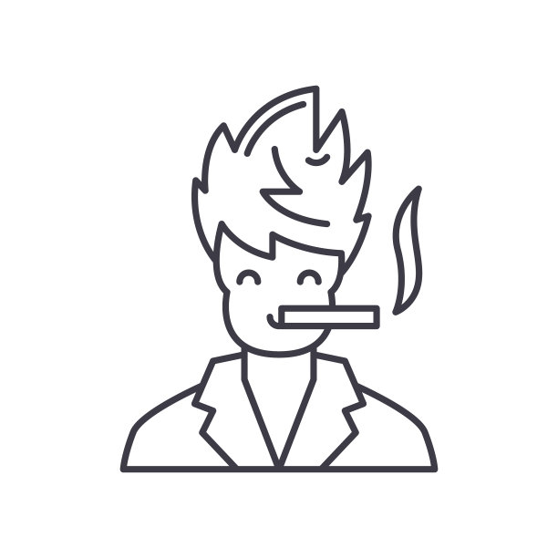 吸烟的人图标，线性孤立的插图，细线矢量，网页设计标志，轮廓概念符号与可编辑的笔触在白色的背景。图片下载