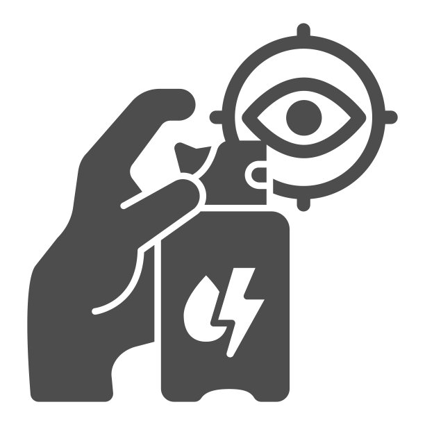 催泪瓦斯固体图标，自卫概念，眼睛损害标志在白色背景，胡椒喷雾图标在象形风格的移动概念和网页设计。矢量图形。图片下载