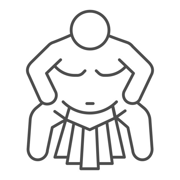 相扑运动员细线图标，自卫概念，相扑摔跤标志在白色的背景，武术大师图标在轮廓风格的移动概念和网页设计。矢量图形。图片下载