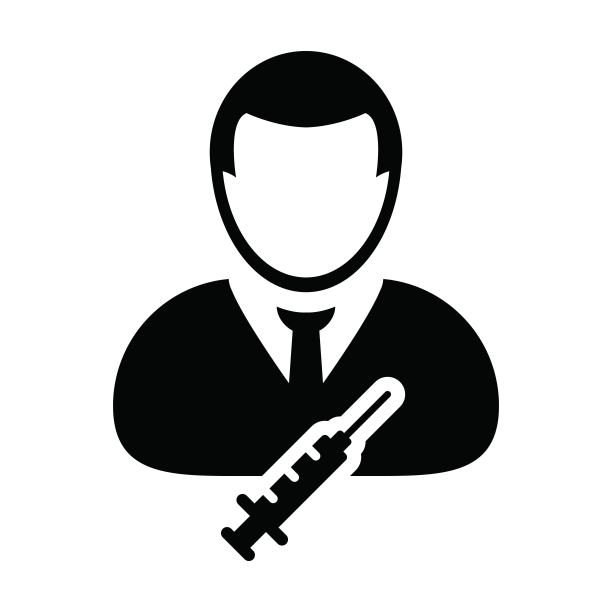 疫苗接种图标向量与疫苗注射器男性用户个人简介头像符号医疗和保健中的字形象形图图片下载