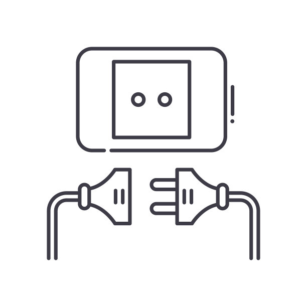 拉插头概念图标，线性孤立的插图，细线矢量，网页设计标志，大纲概念符号与可编辑的笔画在白色的背景。图片下载