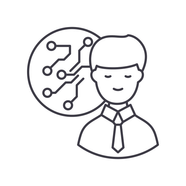 它咨询图标，线性孤立的插图，细线矢量，网页设计标志，轮廓概念符号与可编辑的白色背景笔触。图片下载