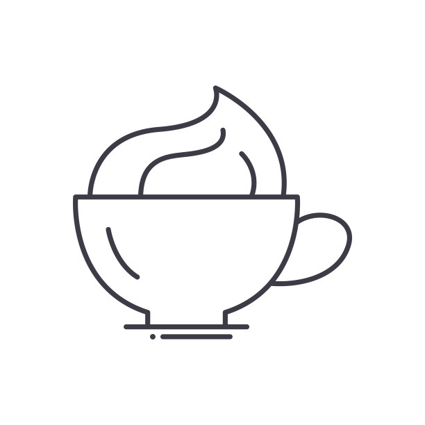 咖啡掼奶油图标，线性孤立的插图，细线矢量，网页设计标志，轮廓概念符号与可编辑的笔触在白色的背景。图片下载