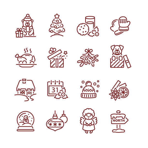 圣诞图标的设计和装饰图片下载