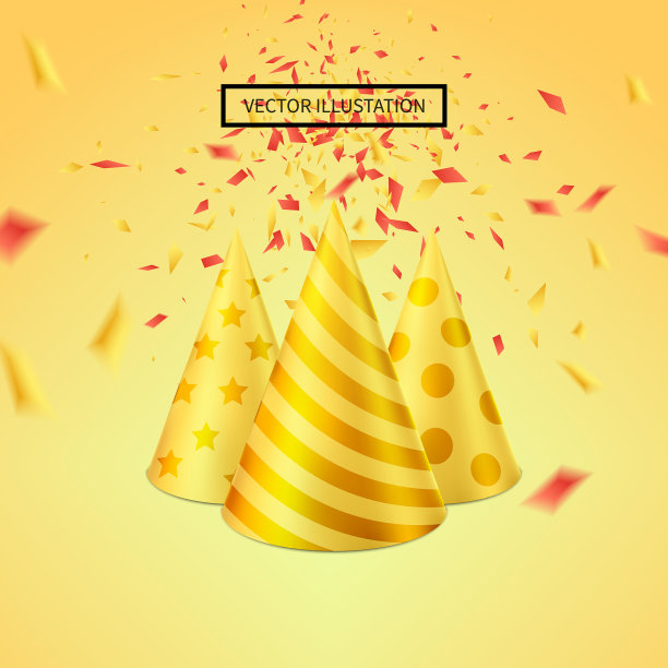 生日帽和五彩纸屑背景与地方图片下载
