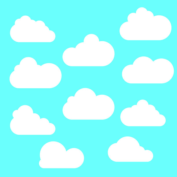 在流行的平面风格孤立设置云图标图片下载