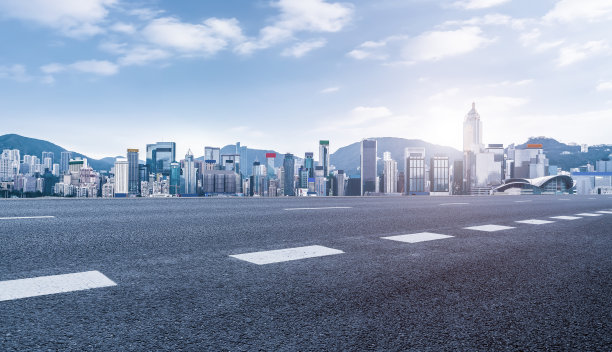 城市道路地面与城市建筑景观图片下载