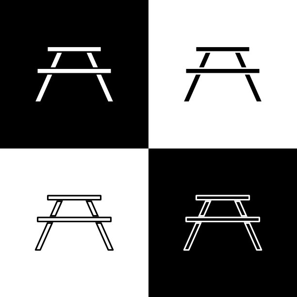 在野餐桌上两边放上长凳图片下载