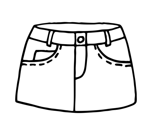 手绘女性裙子涂鸦孤立的白色背景图片下载