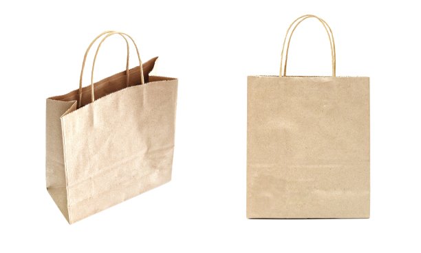 棕色纸袋孤立设置与白色背景图片下载