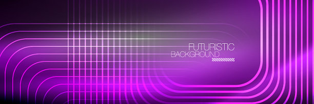 闪亮的霓虹灯线条，条纹和波浪技术图片下载