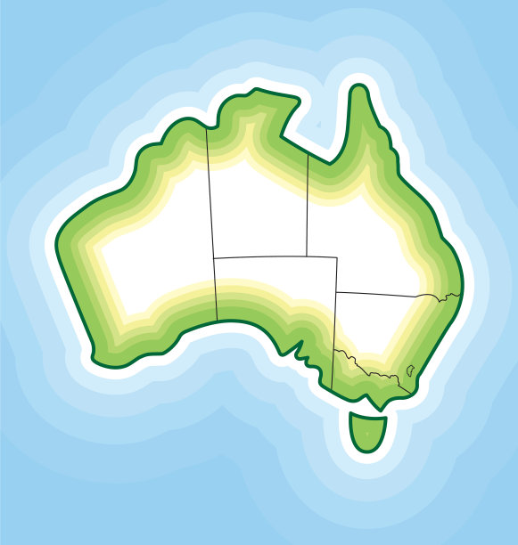澳大利亚地图简化等高线图片下载