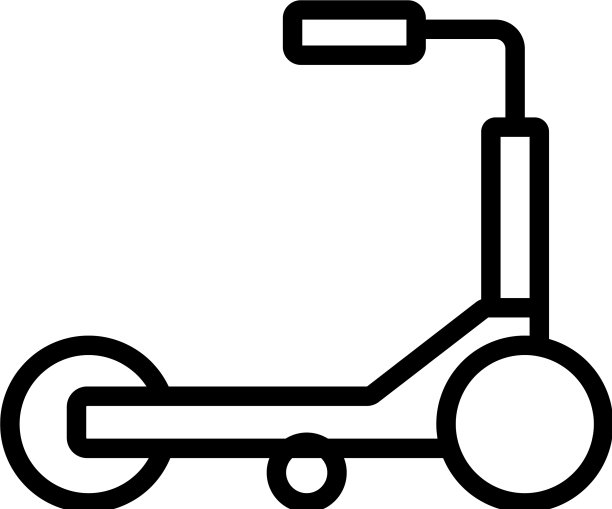 踢滑板车的孩子图标轮廓图片下载