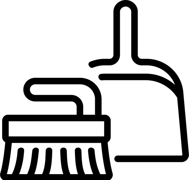 簸箕和刷子除尘图标轮廓图片下载