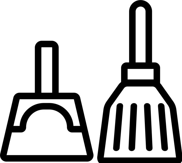 畚箕和刷子的家用工具图标图片下载