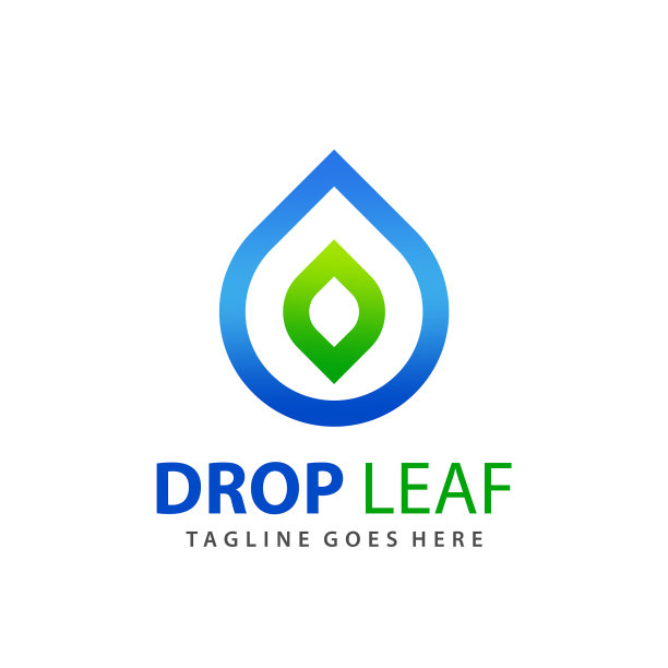 抽象的雨滴和树叶图形的现代标志图片下载