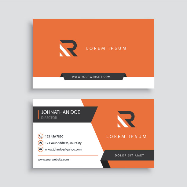 现代橙色名片模板图片下载