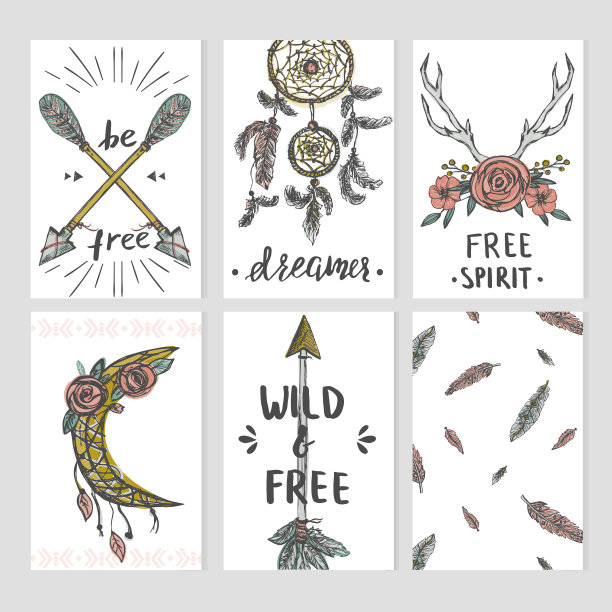 设置波西米亚风格的卡片模板与部落图片下载